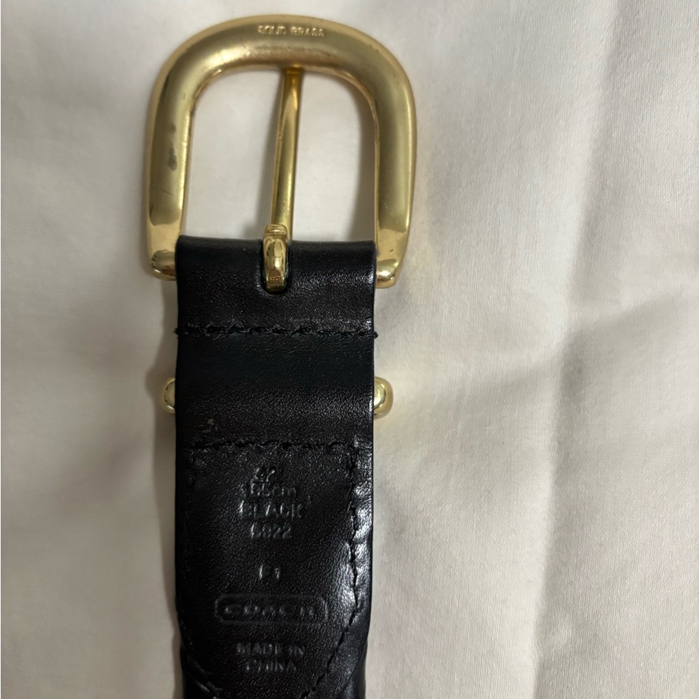 Coach Black Leather Belt Bag with Gold Accents